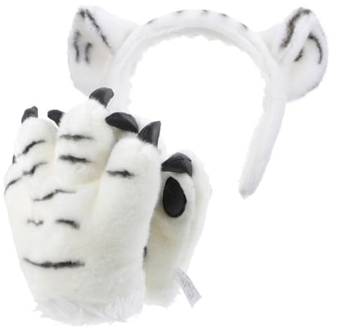 OATIPHO Tierhandschuhe Stirnband-set Tiger-design Pelzige Plüschhandschuhe für Cosplay-partys