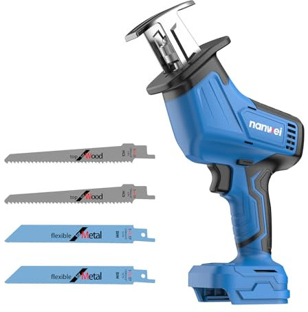 NANWEI Reciprocating Saw Compatible with Makita 18V Battery, Brushless Motor, Cordless Reciprocating Saw, 0-3500 SPM Variable Speed, for Wood Metal Cutting (Without Battery)