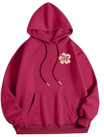 Splrit-MAN Pink Palm Puff Hoodies for Women Uk Backprint Hooded Sweatshirt Casual Outdoor Hoodie Loose Fit Cute Hoodies Streetwear Sweet Hoodies Basic Hoodie Oversized Hoodie Fall Jumpers Y2k Hoodie