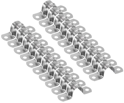 Sourcing map Lot de 20 colliers de 18 mm pour conduit, colliers de tuyau en U en acier inoxydable, collier de tuyau rigide en forme de U avec deux trous pour le fixation de tuyaux, de fils et de
