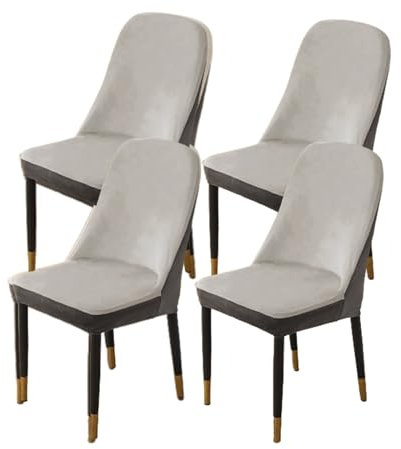 Stretchhussen für Esszimmerstühle, verdickt, ohne Armlehnen, für Esszimmer, Wohnzimmer, Grau, 4 Stück