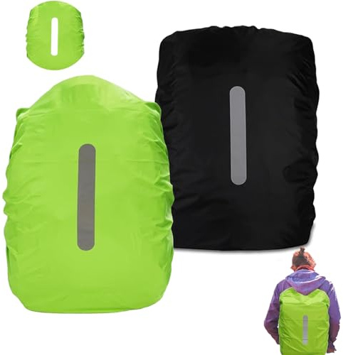 2 Stück Regenschutz, Rucksack, Rucksack Regenschutz, Rucksack, Regenhülle Rucksack, Rucksack überzug Reflektierend für Wandern, Regenschutz für Schulrucksack, Regenschutz Schulranzen, Regenschutz (Gre