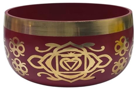 Cuencos Tibetanos de 7 Chakras, Fabricados en Metal, para Meditación, Sonido, Paz, Atención Plena, Yoga (Rojo)