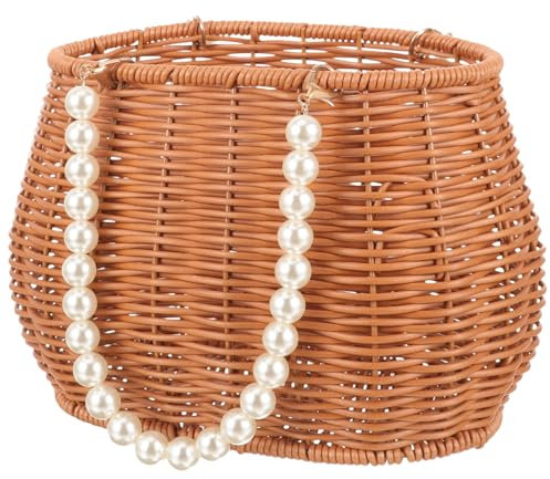 CAXUSD Handgefertigter Rattan Blumenkorb Für Hochzeiten Ovaler Geflochtener Blumenhalter Dekoration Und Aufbewahrung Für Kreative Arrangements Nordic Style