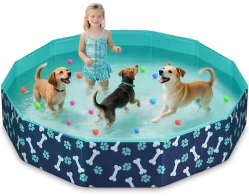 HaoVrisn Piscina per Cani Grandi, Piscina Bambini e Animali Domestici, Antiscivolo e PVC Ispessito, 160x30CM Piscina Cani con Toppe e Valvola di Scarico (160x30CM)