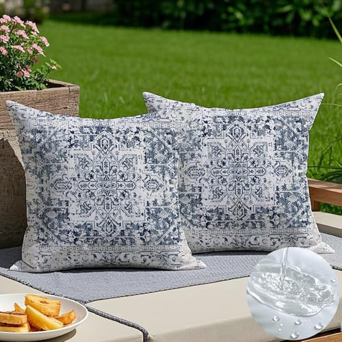 Vorysum Outdoor Kissen 50x50 cm Boho Schwarz Sofakissen Vintage Dekokissen Wetterfest Kissenbezug Abstrakte Kissenhülle Herbst Zierkissenbezüge für Wohnzimmer Garten Couch 2er Set