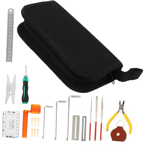 Toddmomy Komplettes Gitarrenreparatur Werkzeugset aus Eisen mit 26 Teilen für Gitarrenwartung und Einstellen der Saitenhöhe für Gitarrenreparatur und Pflege Zufällige Farbe