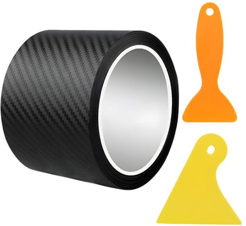 Smloplom Pellicola autoadesiva per auto, 10 x 500 cm, effetto carbonio, per battiscopa, bordo del motore, protezione antigraffio, impermeabile e senza residui, colore nero