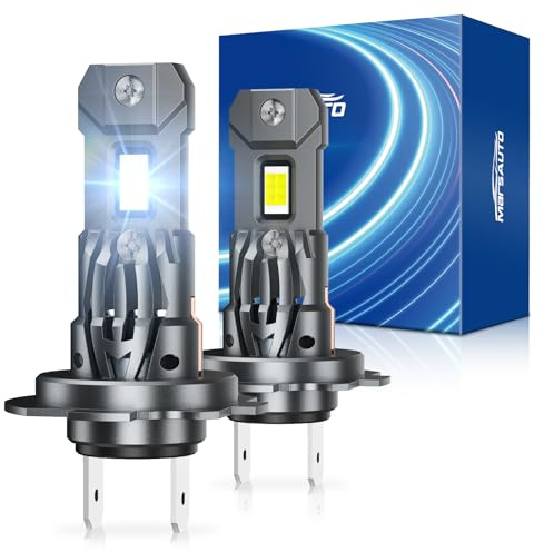 Marsauto H7 LED 120W 32000LM, 800% 6500K Luce Bianca Fredda Lampadine Led H7, Dimensioni Mini 1:1 con Ventola Silenziosa da 10000 giri/min, Plug and Play, Pacco da 2