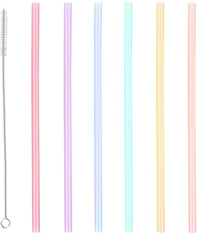 7 PCS Silicone Straws Reusable, Long Straw, Silicone Straw, with Cleaning Brushegt for Tumblers and Smoothies, Food-Grade Drinking Straws, Reusable Straws(Color)