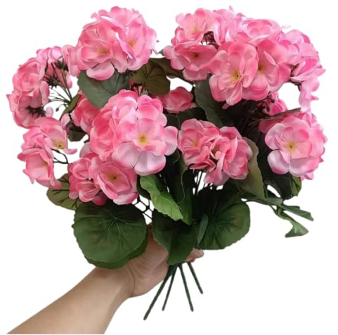 XZJMY Künstliche Geranien-Blumen für den Außenbereich, künstliche Seidenblumen, künstliche Geranien, UV-beständig, künstliche Pflanzen für den Außenbereich, Vase, Heimdekoration, Garten, Terrasse