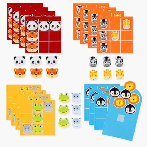 HUKUMA 16 Pcs Tic TAC Toe, Fieltro Tres en Raya, Regalos Cumpleaños Niños Colegio, Cumpleaños Infantil Relleno Piñata Regalitos, Regalos Alumnos Primaria, Juegos de Viaje(Color)