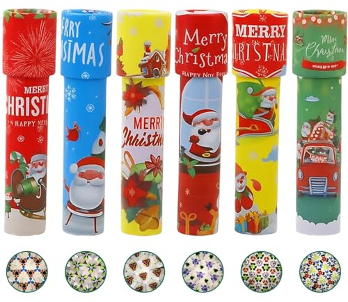 DvBCNMe 6 Kaleidoskop Bastelset, Weihnachtskaleidoskope für Kinder, Kindergeburtstag Gastgeschenke, 14,5 cm Länge, Ideal für Schule und Zuhause