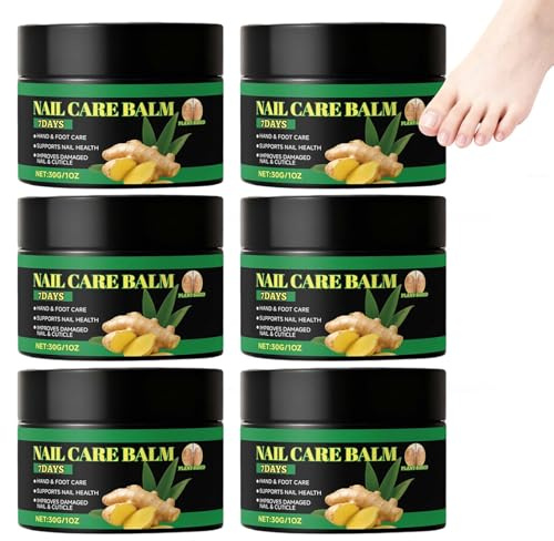 Bálsamo para el cuidado de las uñas de 7 días, fortalecedor de uñas con infusión de aceite de jengibre para uñas dañadas, acondicionador de cutículas profundamente hidratante y bálsamo (6PCS)