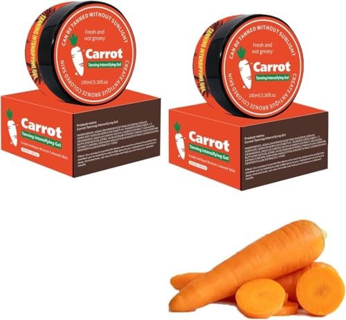 Gel Intensificador del Bronceado de Zanahoria Natural, Crema Aceleradora del Bronceado para Exteriores y Tumbonas, con Aceite de Coco y Vitaminas A y E, Ingredientes Naturales, para Tumbonas de Playa