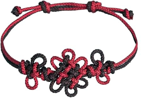 LEESLE Handmade Korean Knot Bracelet, Adjustable Chrysanthemum Maedeup Design, Unisex Friendship Bracelet, Lucky Charm Gift, Adjustable, Nylon Silver-tone Metal, no gemstone