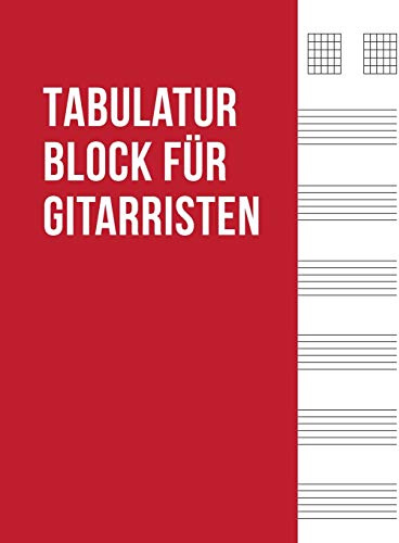 Tabulatur Block für Gitarristen: Tab Heft mit leeren Tabulaturlinien und Akkorddiagrammen