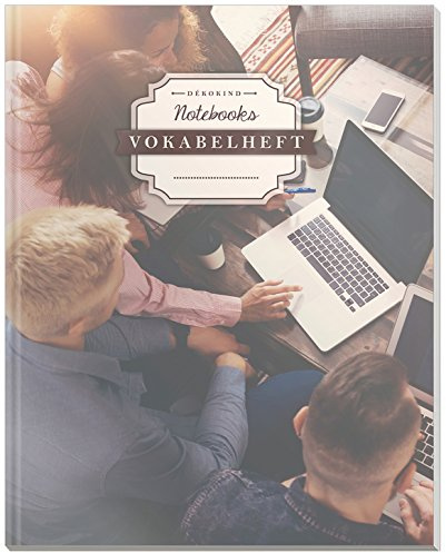 DÉKOKIND Vokabelheft | DIN A4, 84 Seiten, 2 Spalten, Register, Vintage Softcover | Dickes Vokabelbuch | Motiv: Working