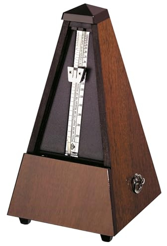 Wittner Metrónomo Taktell - Forma de pirámide - Sistema Maelzel - Serie 810 - Caja de madera maciza - Con campana - Nuez genuina mate 814M - Mecánico para dar cuerda - Hecho en Alemania
