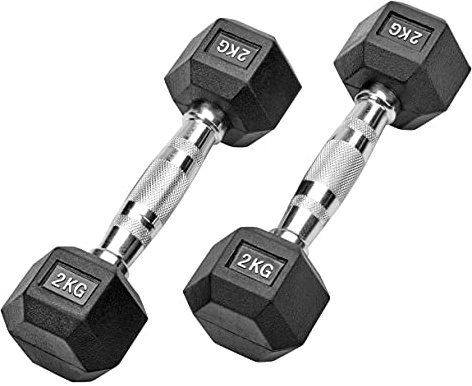 Bad Company Gummierte Hexagon Studio Hanteln schwarz I Kurzhanteln gummiert für Aerobic, Gymnastik und Fitness