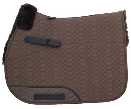Engel Reitsport SCHABRA1-VSS-MOC-MOC Lammfell Vielseitigkeits Schabracke | half lined, Fell im Sattelbereich, Fellkranz vorne, robuster Baumwoll Steppstoff, Vielseitigkeit, Stoff mocca Fell mocca