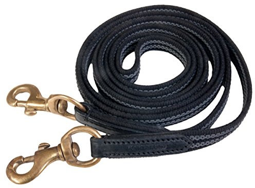 Karlslund Zügel Woven Rubber Reins Brass, Black/Gray, k381-bla-bra