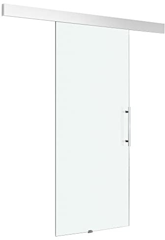 HOMCOM Porta Scorrevole Interna in Vetro Smerigliato con Binario e Maniglia per Bagno Cucina Studio 205 x 90 x 0.8cm