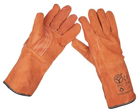 Sealey SSP151 Leather Welding Gauntlets Lined Heavy-Duty - Pair