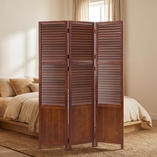 Homestyle4u 1358, Paravent Raumteiler Innen 3 teilig Holz Braun Trennwand Sichtschutz