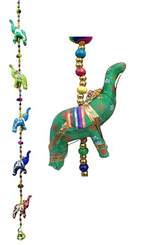Colgante tradicional indio de cinco elefantes para colgar en la puerta, colgar en la pared, colgante decorativo