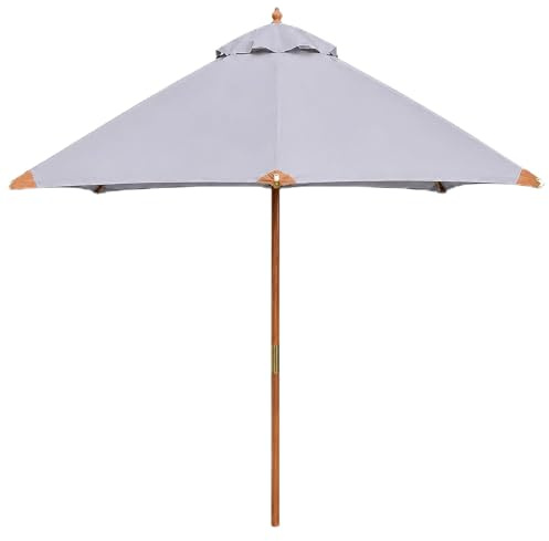 Garden Marketplace Garden Parasol, Hardwood Patio Umbrella, Light Grey