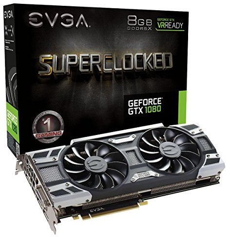 EVGA GeForce GTX 1080 SC GAMING ACX 3.0, 8GB GDDR5X, LED, DX12 OSD Support (PXOC) Graphics Card 08G-P4-6183-KR