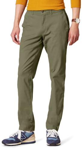 Amazon Essentials Men's Skinny-Fit Broken-in Chino Pant Pants, -Olive, 34W x 28L