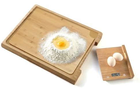Balance culinaire + Planche à découper en bamboo - 38 cm - Ecran LCD - Pem SC-380