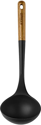 STAUB Suppenkelle, Küchenhelfer, Silikon, Griff aus Akazienholz, 31 cm, schwarz