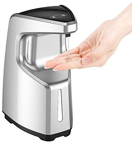 Dispenser di sapone automatico per cucina bagno, Dispenser di disinfettante liquido touchless con sensore IR Regolazione a quattro livelli,Argento