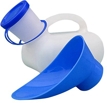Urine Bottle for Men and Women, 1000 ml Portable Emergency Urinal Toilet with Carry Handle for Travel, Camping, Outdoor, Car Travel, Mobile Toilet for Men/Women/Children