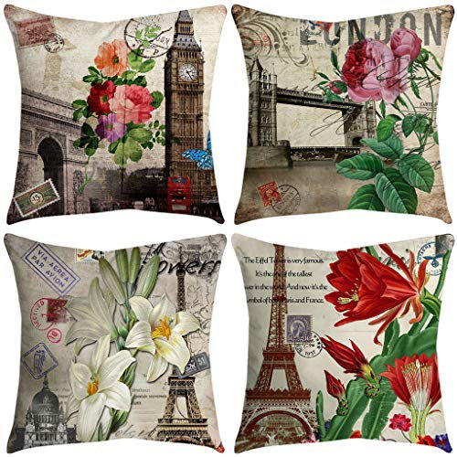 qiaoxiahe Kissenbezug 45x45cm Pflanzen Blätter Dekokissen Geometrische Figuren Seepferdchen Verschiedene Muster Wurfkissen Sofakissen Bezug Geometrische Muster Schwarz Kissenhülle 4er Set
