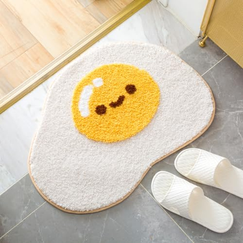 Molesun Niedliche Ei Badematte 45x65cm, Weich, Saugfähig, Waschbar | Niedlicher Rutschfester Badvorleger, 100% Mikrofaser-Badematten, für Badezimmer Dusche Schlafzimmer Küche, Maschinenwaschbar