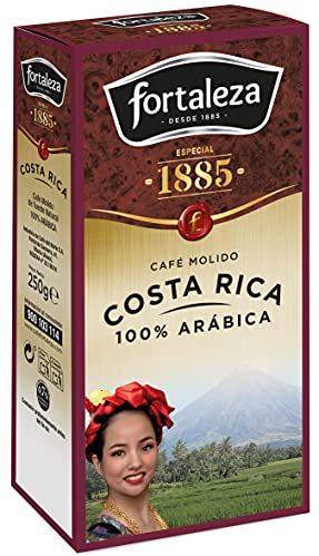 Café Fortaleza - Café Molido, Grandes Orígenes, Costa Rica, Variedades Arábicas, Compatible con Cafeteras Italianas, de Filtro y de Émbolo, Pack 250g x 4 - Total 1kg