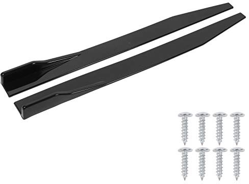 2Pcs Faldas Laterales Panel de extensión de balancín Splitter Lip Fibra de Carbono Falda Lateral de Coche Extensión Kit de carrocería de Panel de balancín Universal 120cm / 47.2in Negro Brillante