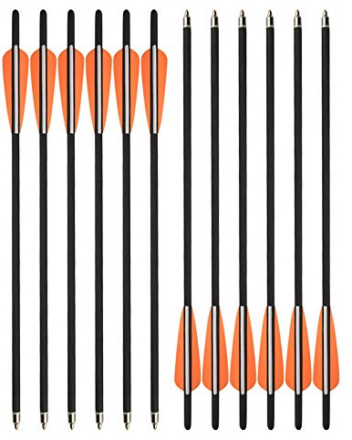 SHARROW 12 Piezas Flechas de Ballesta 16 Pulgadas 17 Pulgadas Flechas de Carbono Pernos Flechas para Ballesta (Naranja, 16 Pulgadas)