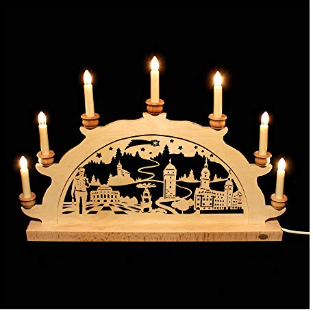 Holz-Schwibbogen Lichterbogen Schwibbogen aus dem Erzgebirge (Chemnitz, 50 cm)