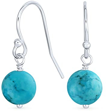 Einfache Basic Edelstein Runde 8MM Perlenkugel Tropfen Ohrringe Für Frauen Teenager Sicherer Französischer Fischhaken Draht .925 Sterlingsilber Geburtssteine Mehr Farben