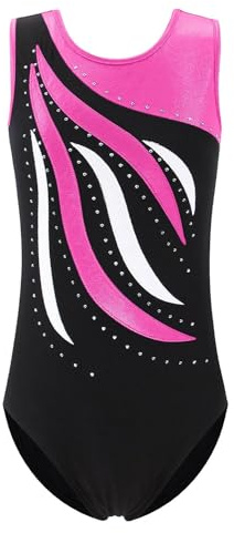 FINGER TEN Gymnastikanzug Mädchen Kurzarm Langarm Kinder Ballettanzug Gymnastik Training Gymnastikbody Trikotanzug Tanz Kleid Ballettkleid