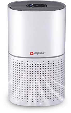alpina Luftreiniger mit Ionisator - Air Purifier mit HEPA-Filter H11 - Luftfilter mit 3 Geschwindigkeiten - Lufterfrischer mit Timerfunktion - Stille Nachtmodus Räume bis 28 m² Weiß