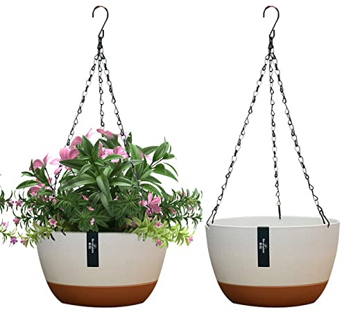 EACHPT Blumenampel,Hängeblumentöpfe 2 Stück Hängende Pflanzgefäße für Zimmerpflanzen im Freien,mit Drainagelöchern und abnehmbarem Untersetzer für das GartenhausΦ21CM