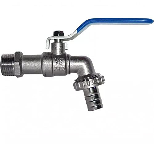 Robinet sphère pour lave-linge, jardin et maison 1/2, robinet mural extérieur laiton gris. Robinet de jardin résiste à des pressions d'eau jusqu'à 15 br. Robinet fileté mâle avec sortie 3/4