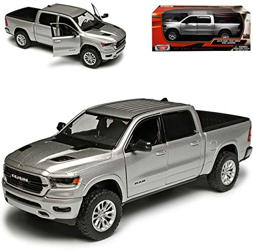 Motormax Dodge Ram 1500 Pick-Up Doppelkabine Silber 5. Generation Ab 2019 1/24 Modell Auto mit individiuellem Wunschkennzeichen