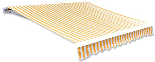 Yolola Ersatz-Markisenstoff Markisetuch Markisenbespannung Markisenstoff Zeltstoffe Sonnenschutz Ersatzstoffe Terrassensonnenschutz Markisenstoffe Gelb und weiß 400 x 300 cm